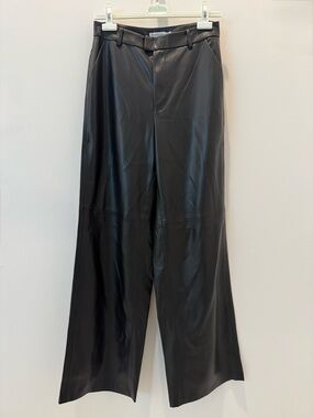 NWT GOOD AMERICAN Black Faux Leather Trouser Sz 4